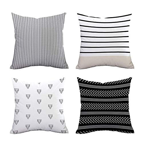 Fascidorm Set of 4 Pillow Covers Black Modern Decorative Throw Pillow Cases 18 x 18 Geomatric Pillow Covers Cushion Covers for Bedroom Living Room Fascidorm Set of 4 Pillow Covers Black Modern Decorative Throw Pillow Cases 18 x 18 Geomatric Pillow Covers Cushion Covers for Bedroom Living Room